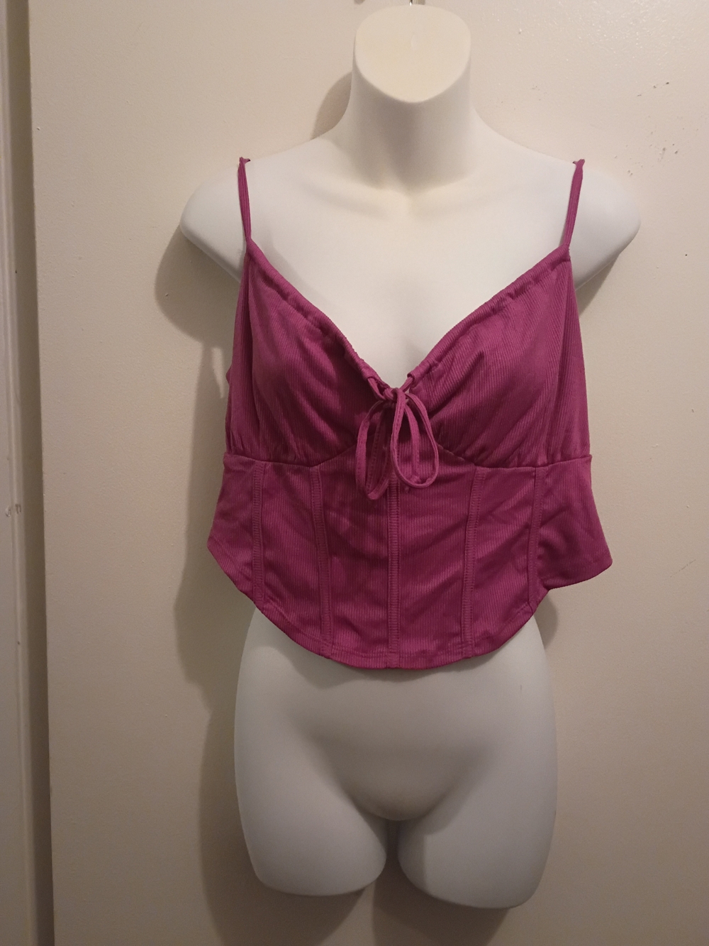 Rue21 Magenta Spaghetti Strap Tie-Front Crop Top
